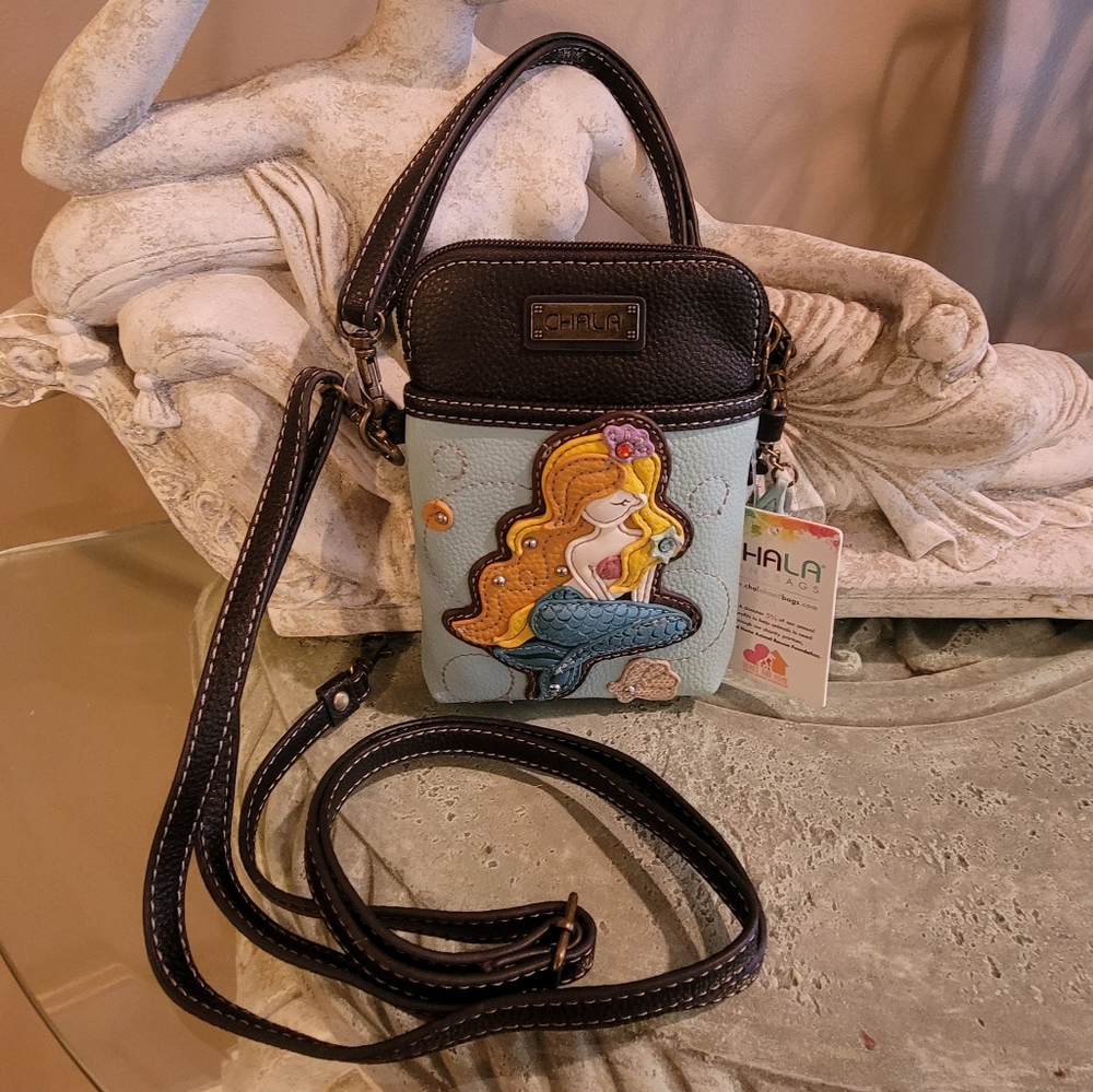 Chala Mermaid Convertable Crossbody cell phone wallet. Top D - Picture 8 of 10